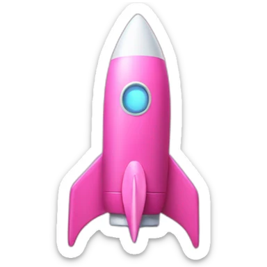 pink rocket with white stars on it sticker