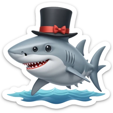 Shark with a top hat sticker