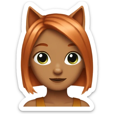 Cat with copper hair girl sticker