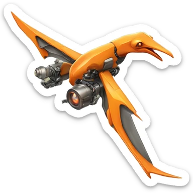 orange Pterodactyl robot mechanical laser eyes sticker