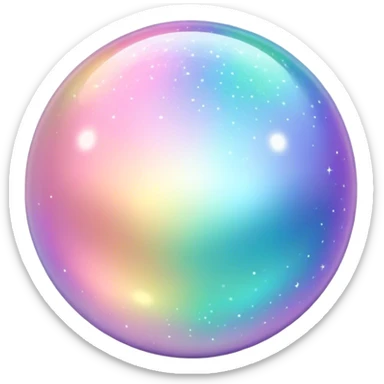Pastel sparkly glittery iridescent colorful transparent ball sphere orb sticker