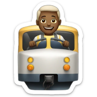 Happy man driving train sticker
