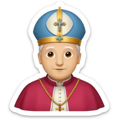 expressive emoji-style icon of Pope Leo XIV, simplified, bold outlines, flat colors sticker