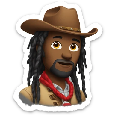 cowboy with red dreadlocs sticker