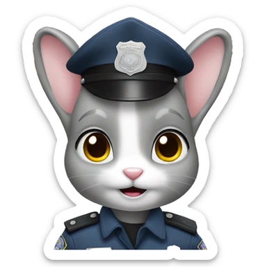 grey girl rabbit police sergeant sticker