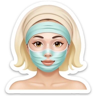 Lady with pastel face mask spa beauty full face relaxing sticker