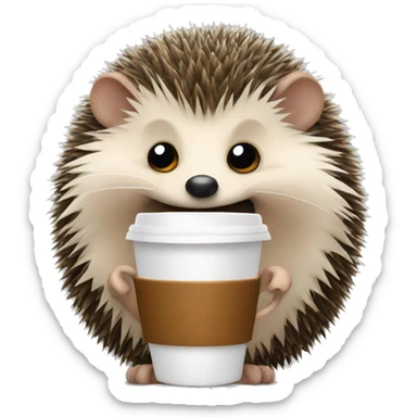 Hedgehog with coffee  sticker