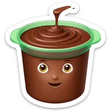 A chocolate yogurt with green packaging sticker