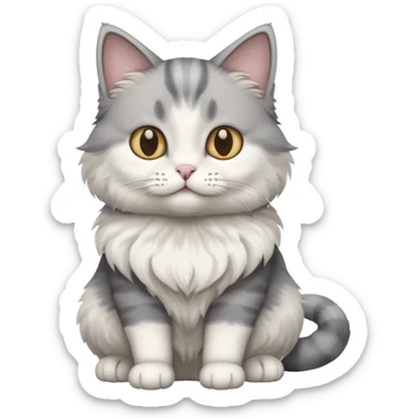 a grey and white cat sitting regally sticker
