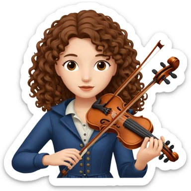 girl with curly brown long hair playing violin sticker