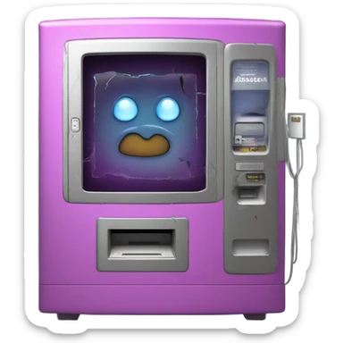 sci-fi concept vending machine, damaged, sentient sticker