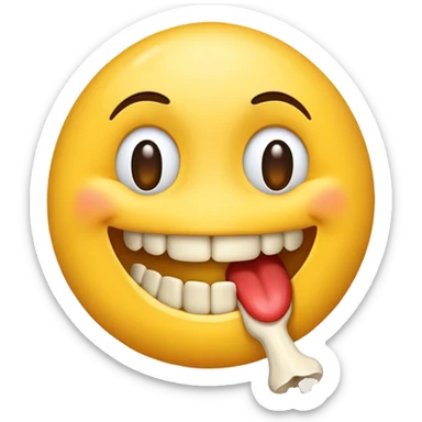 kiss emoji with bone sticking out sticker