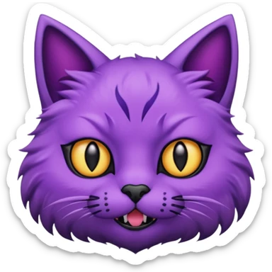 Scary purple cat with black eyes ans mouth sticker