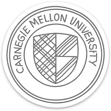 Carnegie Mellon University school seal in tartan colors, with 'Carnegie Mellon University' text on the seal, classic emblem style sticker