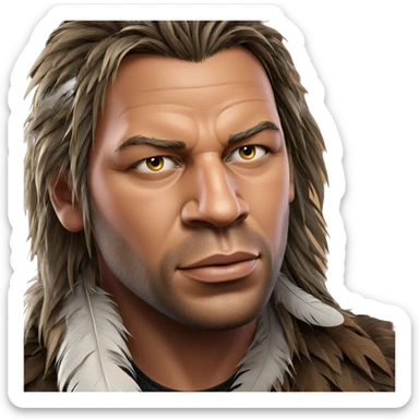 manly portrait with feathers sticker