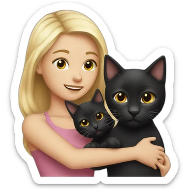 Black cat and blond girl sticker
