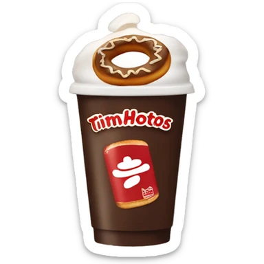 “Tim Hortons store with a red and white color scheme, featuring the classic Tim Hortons logo, a warm and welcoming design that represents a popular coffee and donut shop.” sticker