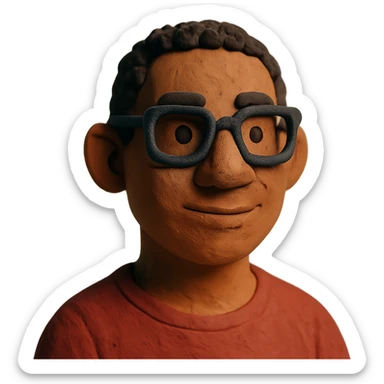 tan skin man with square glasses sticker