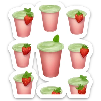 iced strawberry matcha latte in a to go cup sticker