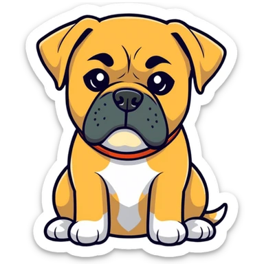 Blonde boxer, dog face with a slight underbite  under right sticker
