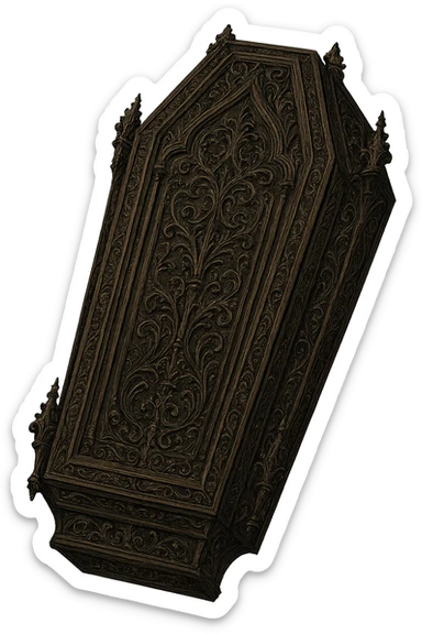 goth object, ornate coffin, intricate sticker