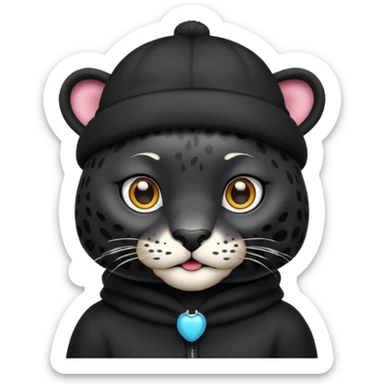 A black jaguar wearing a baby hat sticker
