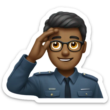A guy with eyeglasses saluting sticker