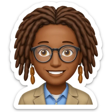 Clever smile with locs and glasses  sticker