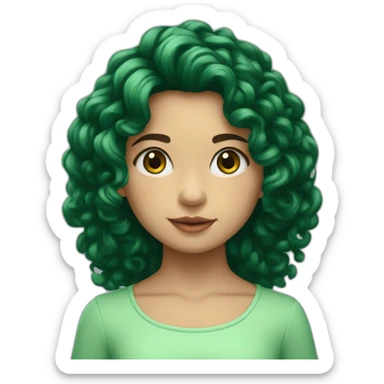 Niña morena con muchos rizos largos y ojos verdes claros sticker