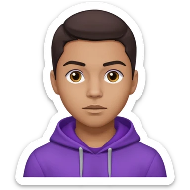 Quincy Brown with dark brown hair, light tan skin, purple outfit sticker