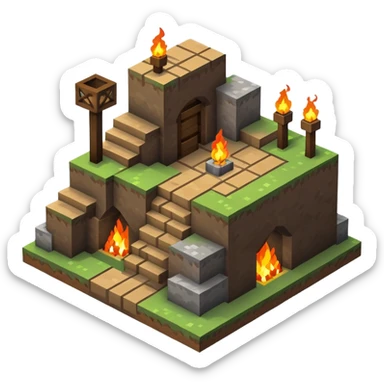 isometric Minecraft mineshaft sticker