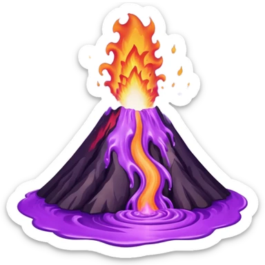 A volcano errupting only with a pure purple liquid and purple fire sticker