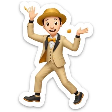 silly character dancing singing larila exaggerated movement lines musical notes goofy lighthearted vibe sticker