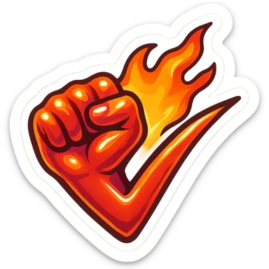 horizontal flaming fist "check", emoji sticker