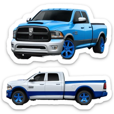 White truck faded to blue dually dodge ram sticker
