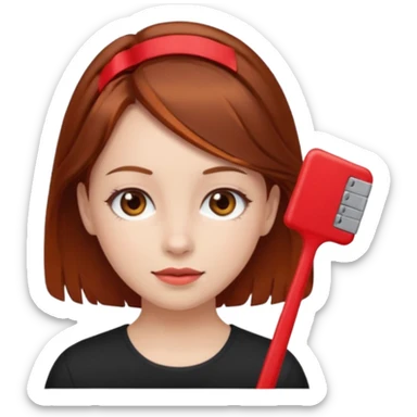  girl with brown hair and red color hairclip sticker