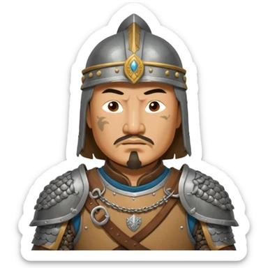 portrait of Genghis Khan in armor rotated 45 degrees to the right sticker