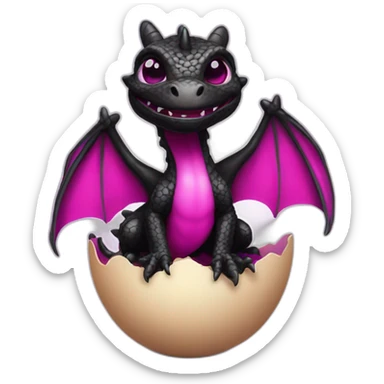 black and magenta baby dragon in egg sticker