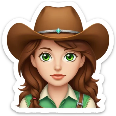 Brown haired cowgirl with green eyes sticker