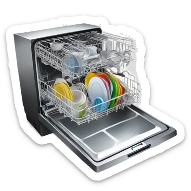 loaded dishwasher diagonal view sticker
