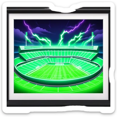 Cinematic realistic 3d neon green lightning above the football stadium sticker