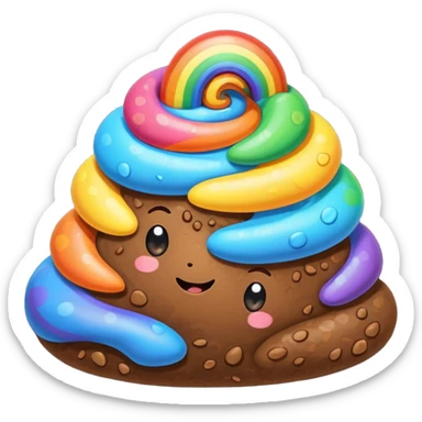 pile of poo with a rainbow swirl pattern, cute and fun sticker