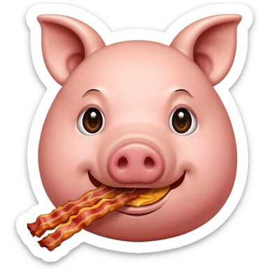 Pig eating bacon  sticker