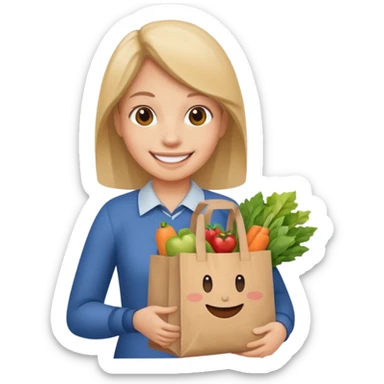 holding a grocery bag sticker