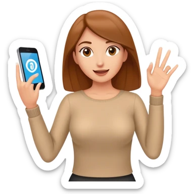 Animated Cartoon woman swiping up on an imaginary screen  sticker