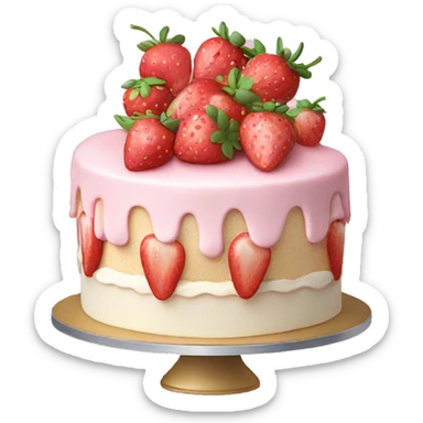 Light Pink strawberries and cream birthday cake  sticker