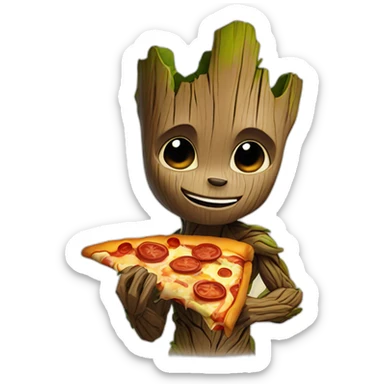 groot eating pizza sticker