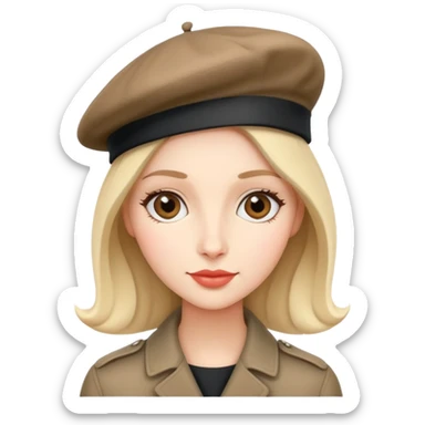 Parisian woman wearing a beret hat sticker