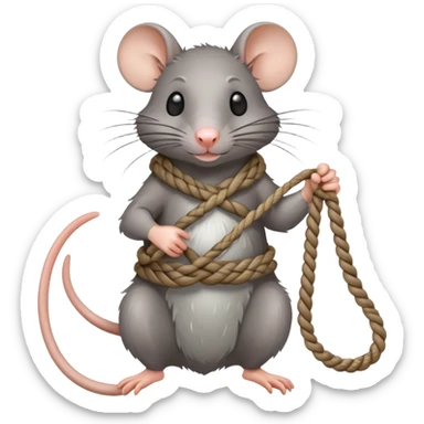 A rat holding a rope sticker