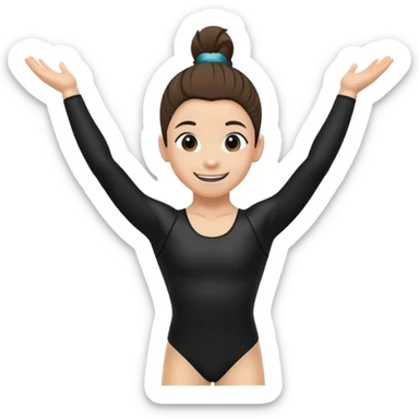"A gymnast in black outfit with a smile and a look of surprise (normal skin) sticker